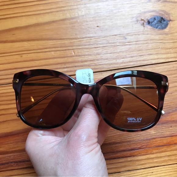 Loft Brown Tortoiseshell Gold Sunglasses, NWT, 6” - Picture 6 of 14